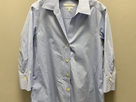 Blouse 3 4 Sleeve By Foxcroft In Blue, Size: L Fashion