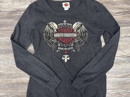 Top Long Sleeve By Harley Davidson In Grey, Size: L Discount