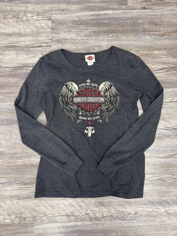 Top Long Sleeve By Harley Davidson In Grey, Size: L Discount