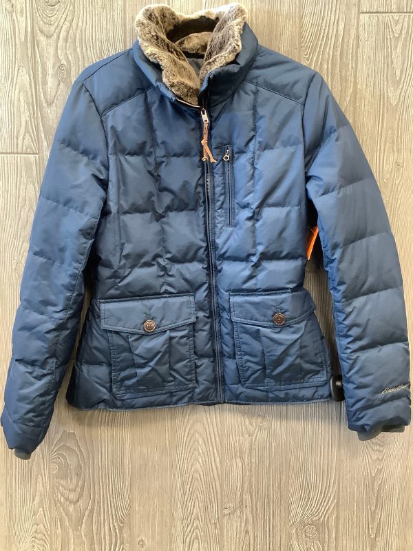 Jacket Faux Fur & Sherpa By Eddie Bauer In Blue, Size: M on Sale