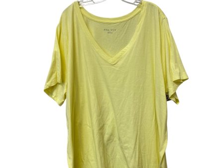 Top Short Sleeve Basic By Ava & Viv In Yellow, Size: 3x Discount