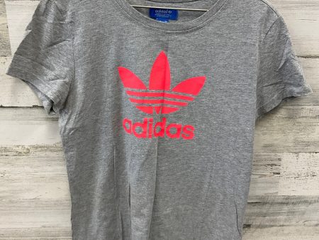 Athletic Top Short Sleeve By Adidas In Grey, Size: L on Sale