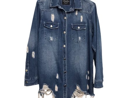 Jacket Denim By American Bazi In Blue Denim, Size:L Discount