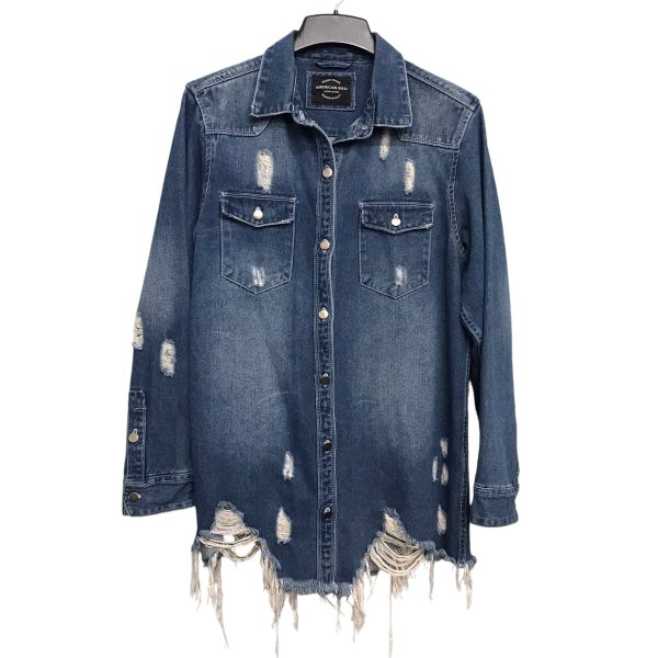 Jacket Denim By American Bazi In Blue Denim, Size:L Discount