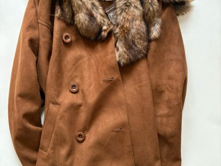 Jacket Faux Fur & Sherpa By Chicos In Brown, Size: M Discount