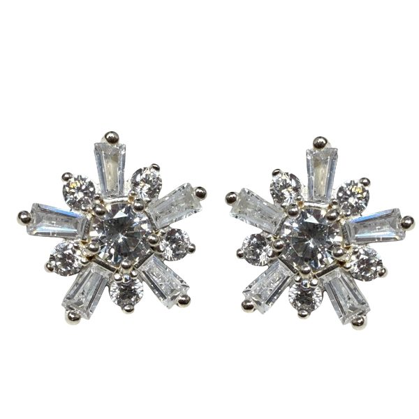 Crystal Snowflake Sterling Silver Stud Earrings By Unbranded on Sale