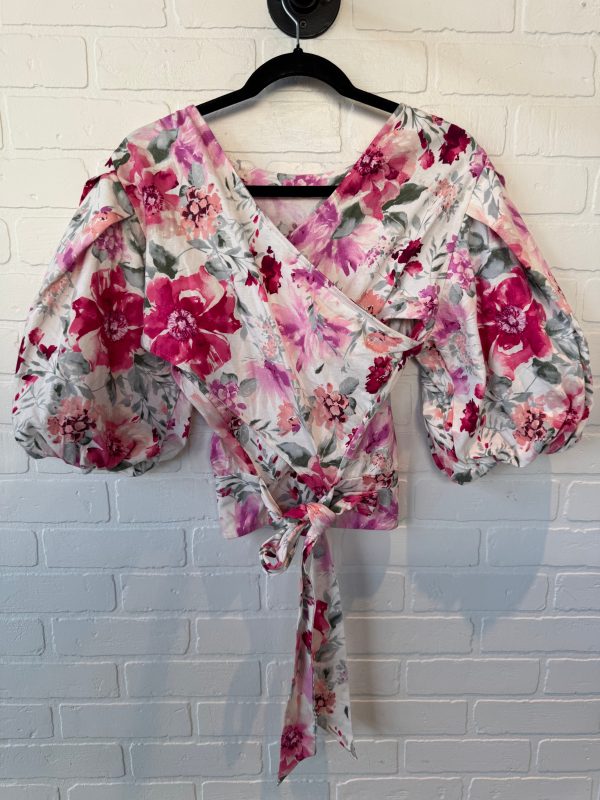 Top 3 4 Sleeve By Express In Pink & White, Size: M Sale